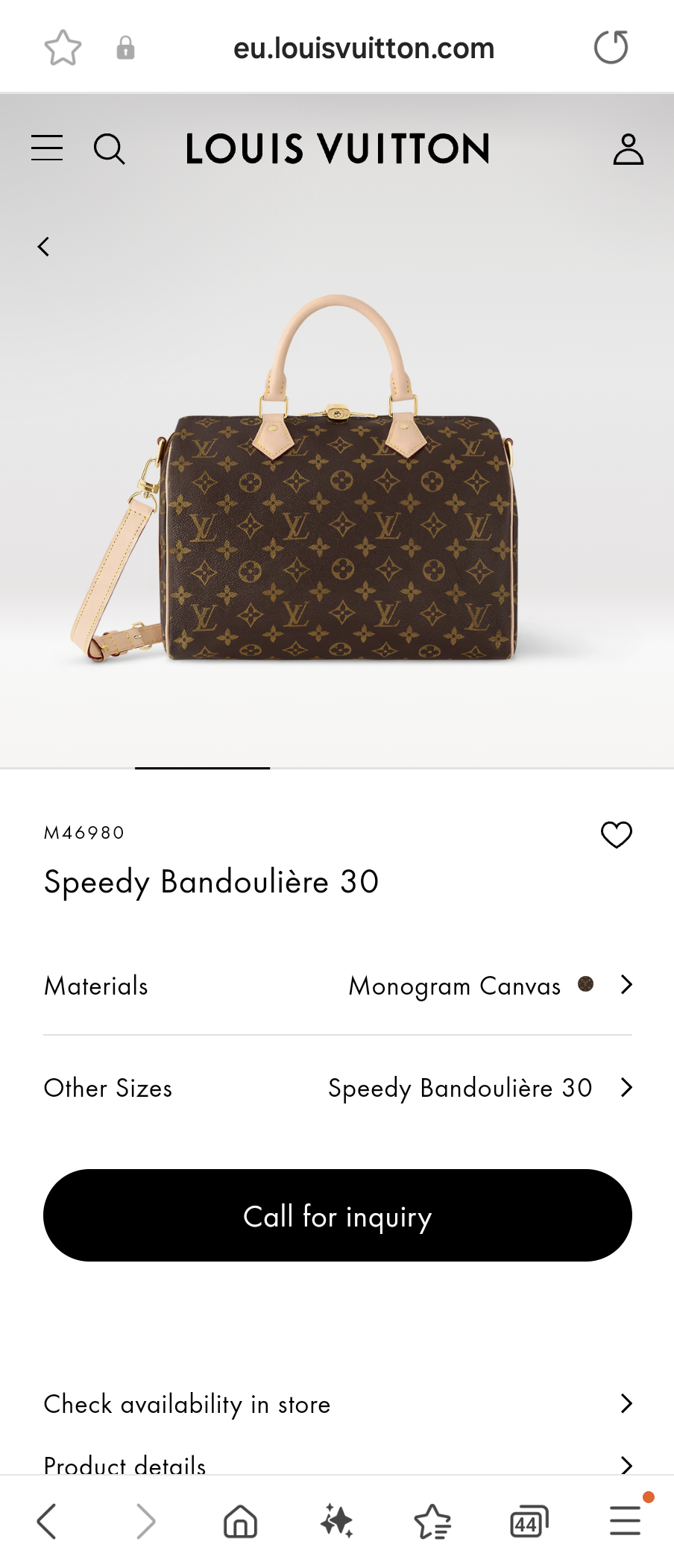 Louis Vuitton M46980 Speedy Bandoulière 30 Lv1