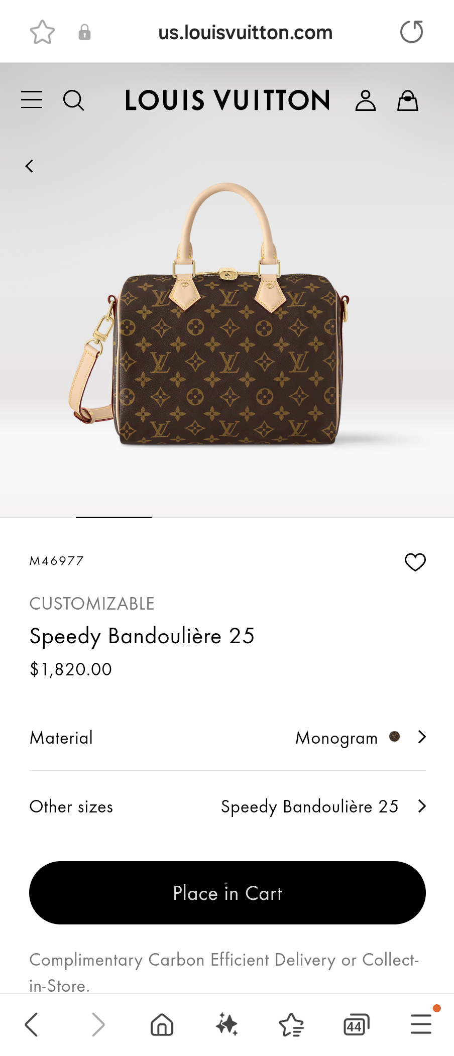 Louis Vuitton M46977 Speedy Bandoulière 25 Lv1