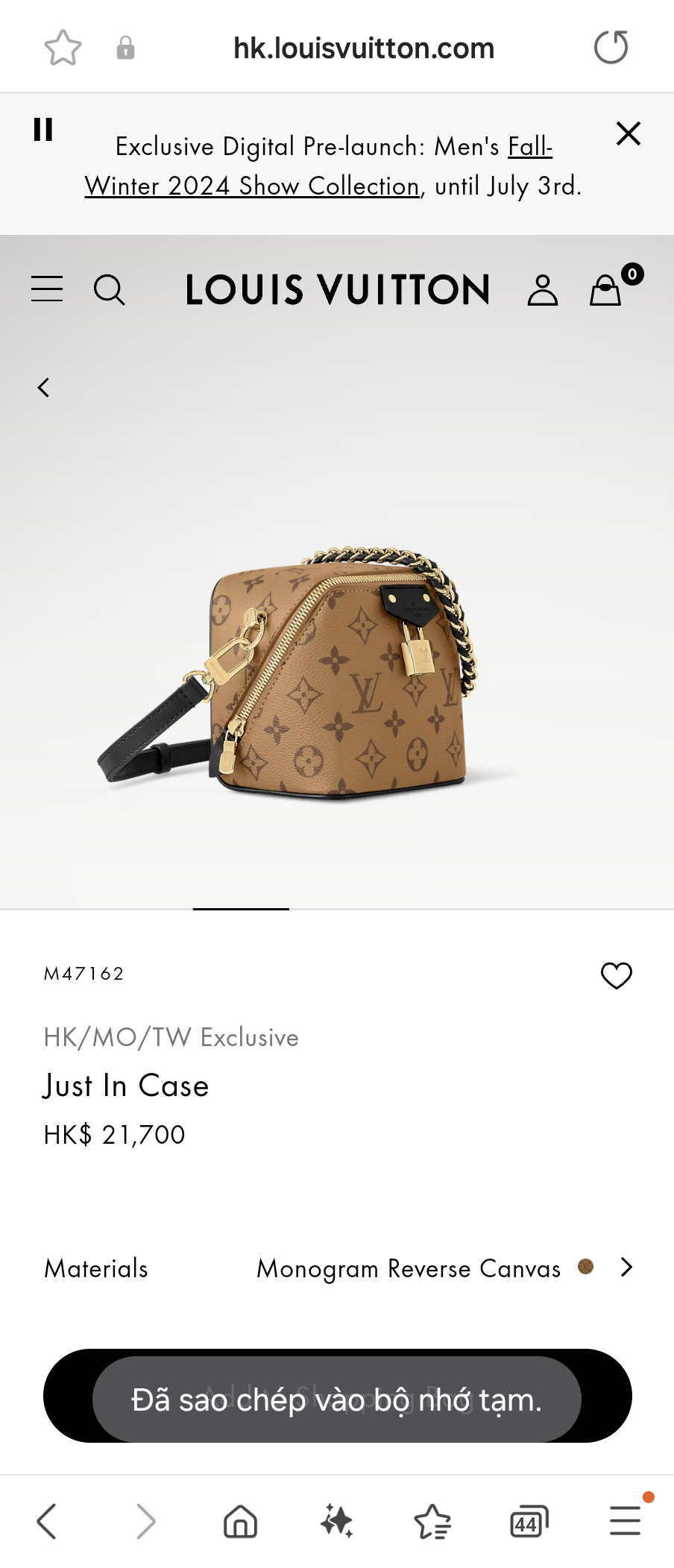 Louis Vuitton M47162 Just In Case Lv1