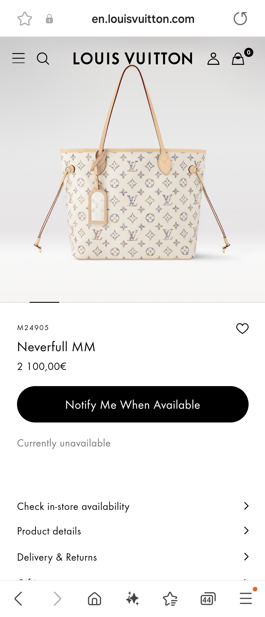 Louis Vuitton M24905 Neverfull MM Lv1