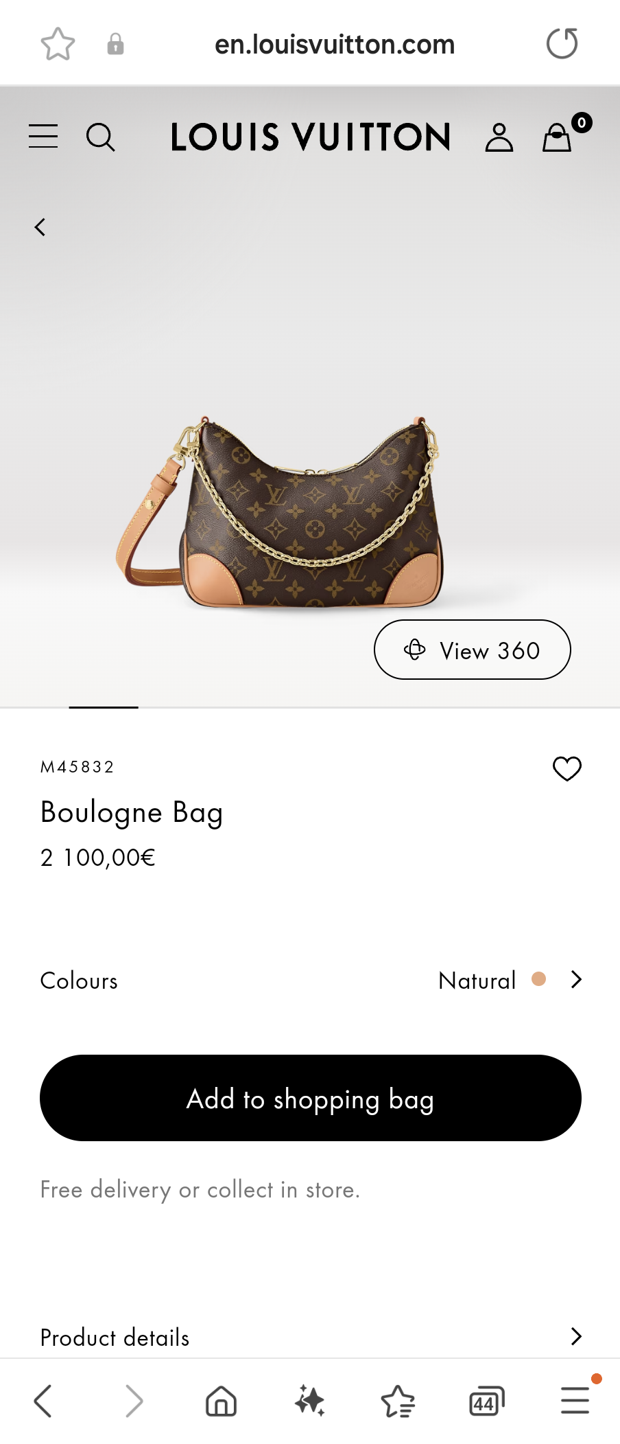 Louis Vuitton M45832 Boulogne Bag Lv1