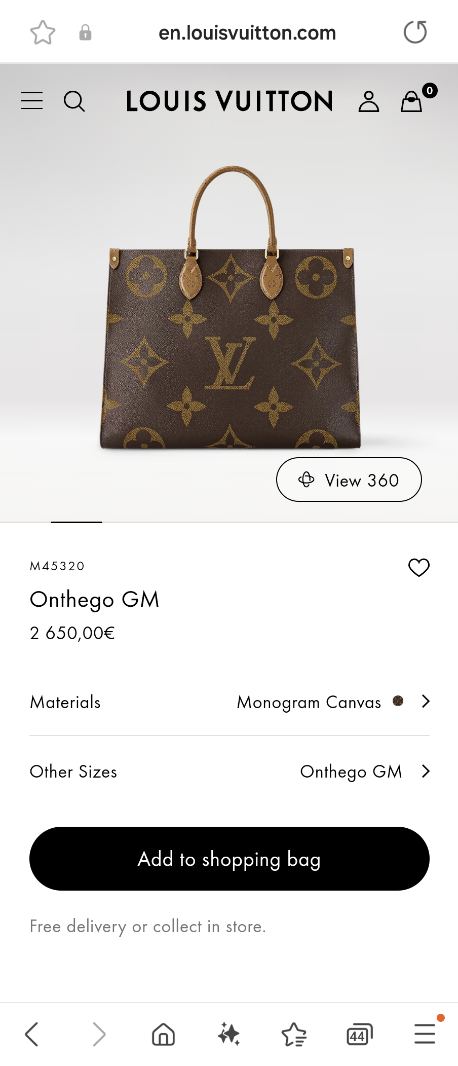Louis Vuitton M45320 Onthego GM Lv1