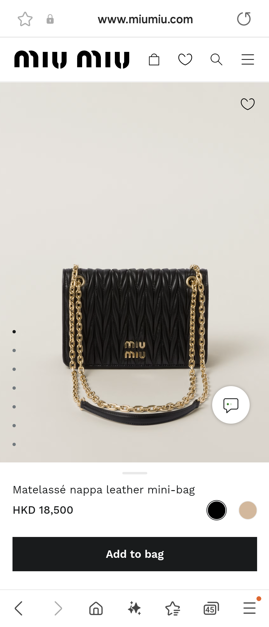 Miu Miu 5BP065 Matelassé nappa leather mini-bag black M1