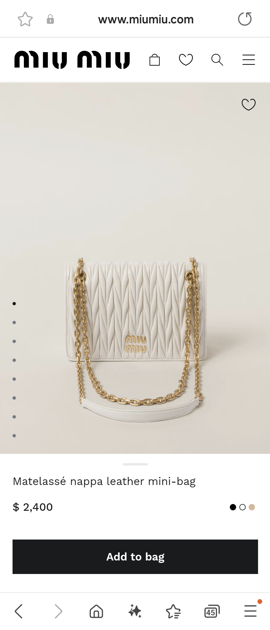 Miu Miu 5BP065 Matelassé nappa leather mini-bag sand white M1