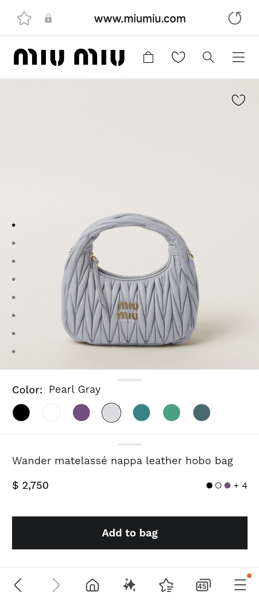 Miu Miu 5BC125 Wander matelasse nappa leather hobo bag cornflower M1