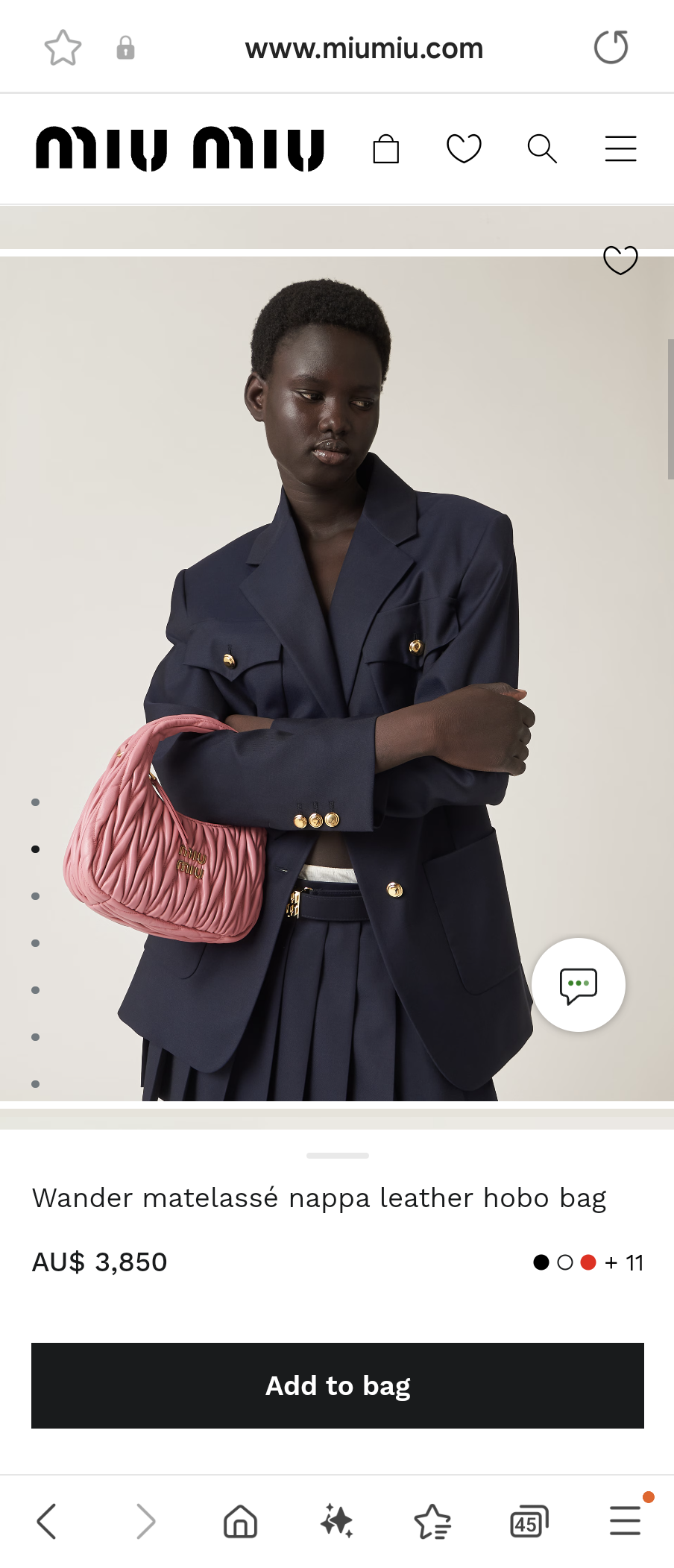 Miu Miu 5BC125 Wander matelasse nappa leather hobo bag begonia Pink M1