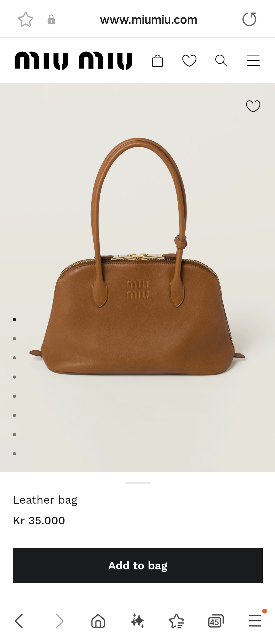 Miu Miu 5BA290_2CRM_F0046_V_OOO leather bag cognac M1