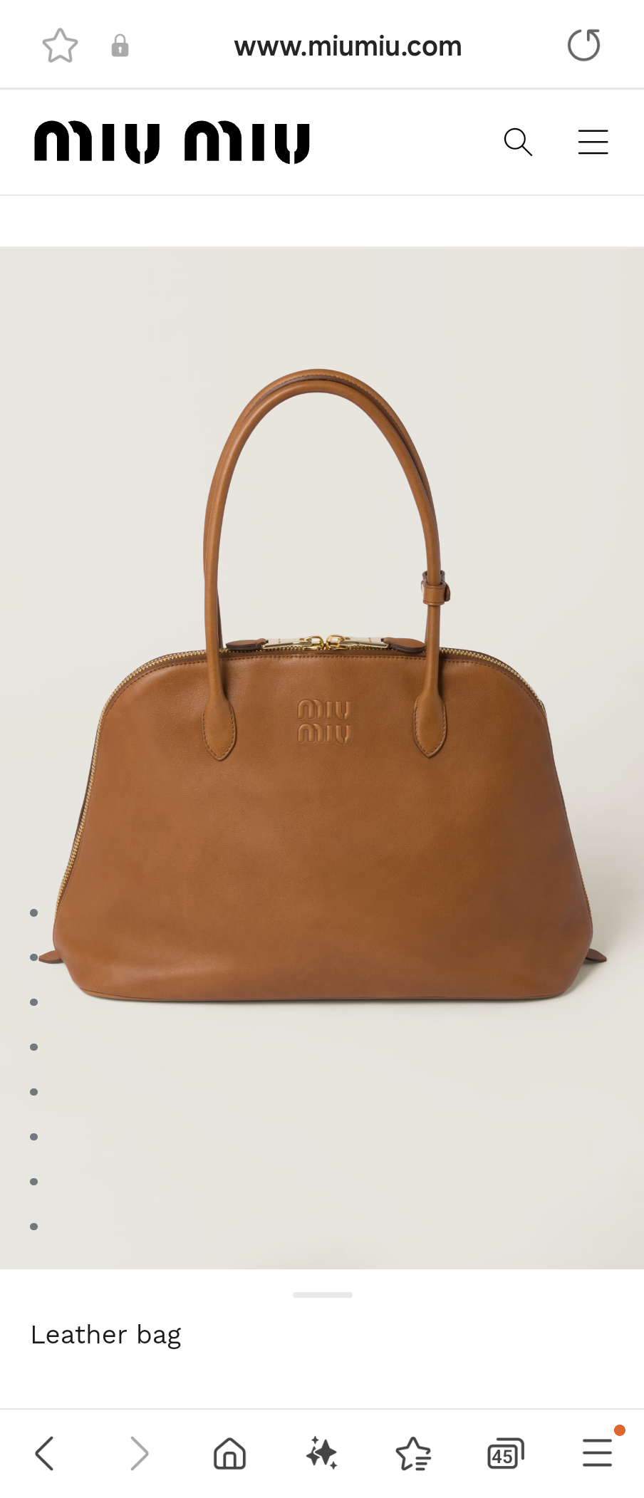 Miu Miu 5BA289 leather bag cognac M1