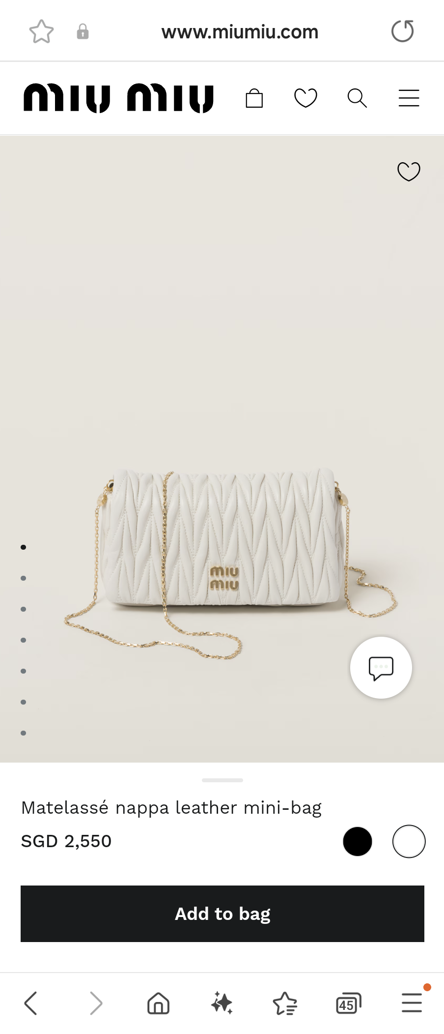 Miu Miu 5BP086_N88_F0009_V_COO Matelassé nappa leather mini-bag white M1