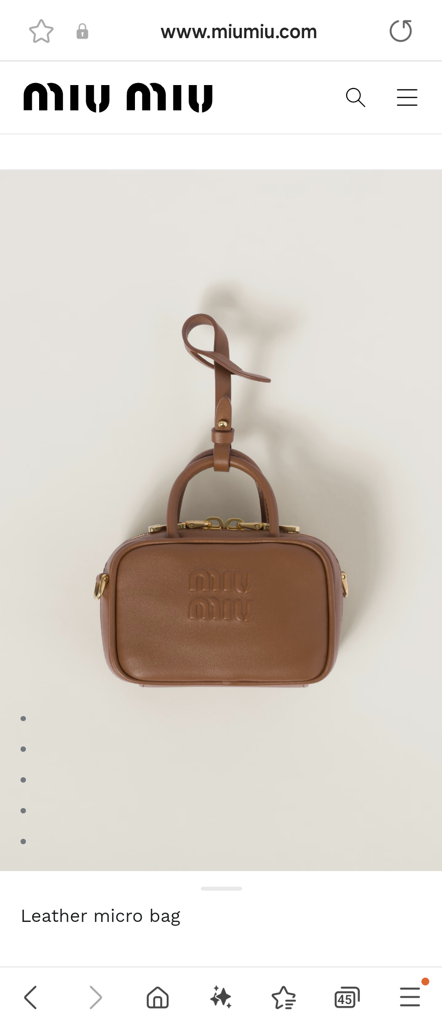 Miu Miu 5NR020 Leather micro bag caramel M1
