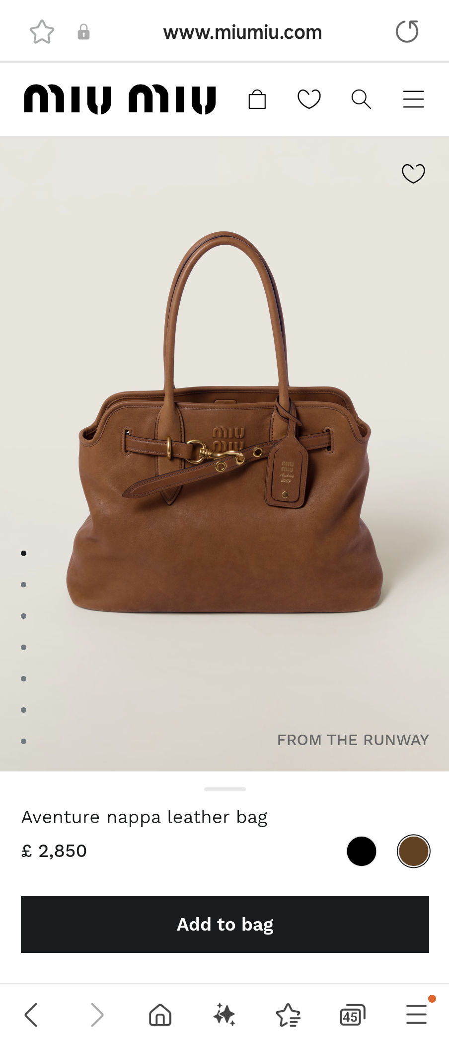 Miu Miu 5BG291 Aventure nappa leather bag oak M1