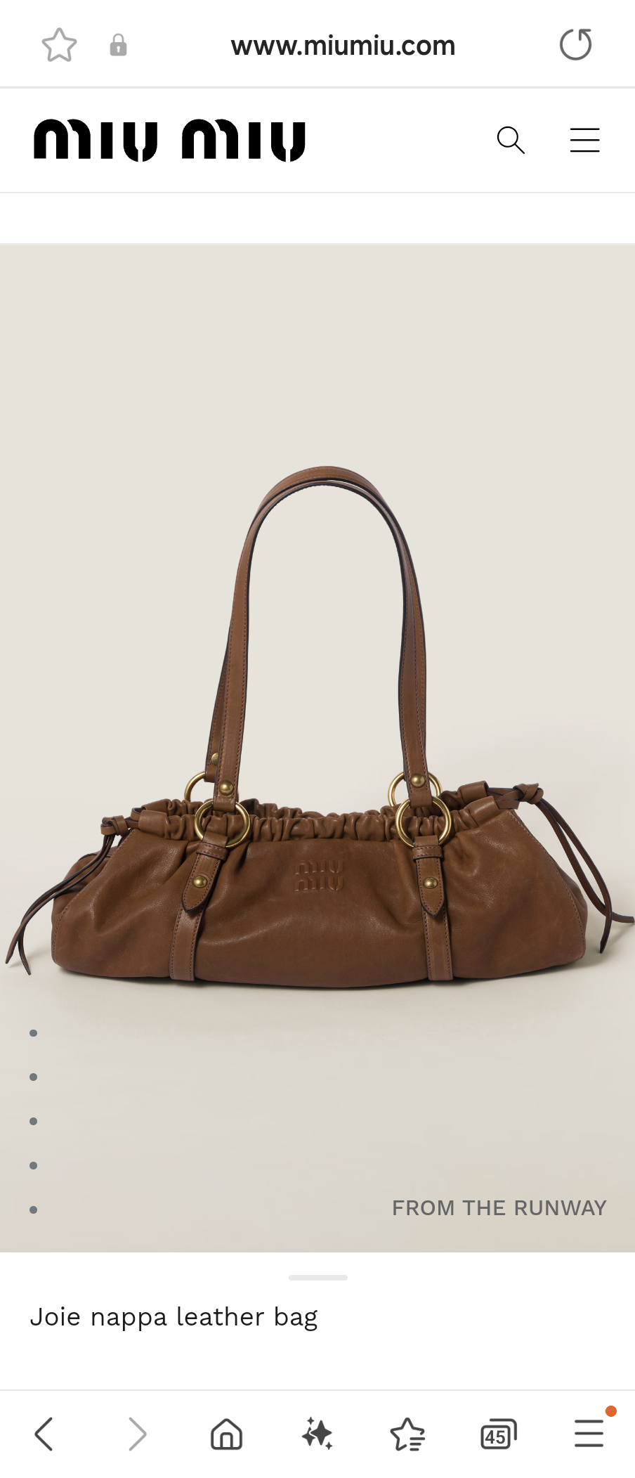Miu Miu 5BG289 Joie nappa leather bag caramel M1