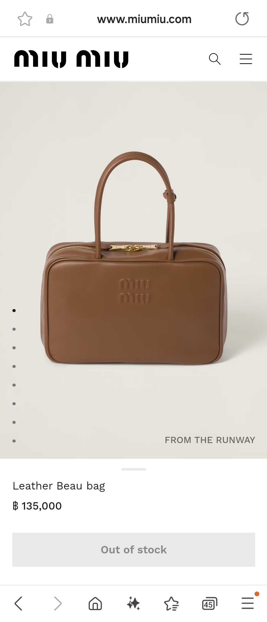 Miu Miu 5BB117_2DDJ_F0046_V_MON Leather Beau bag cognac M1