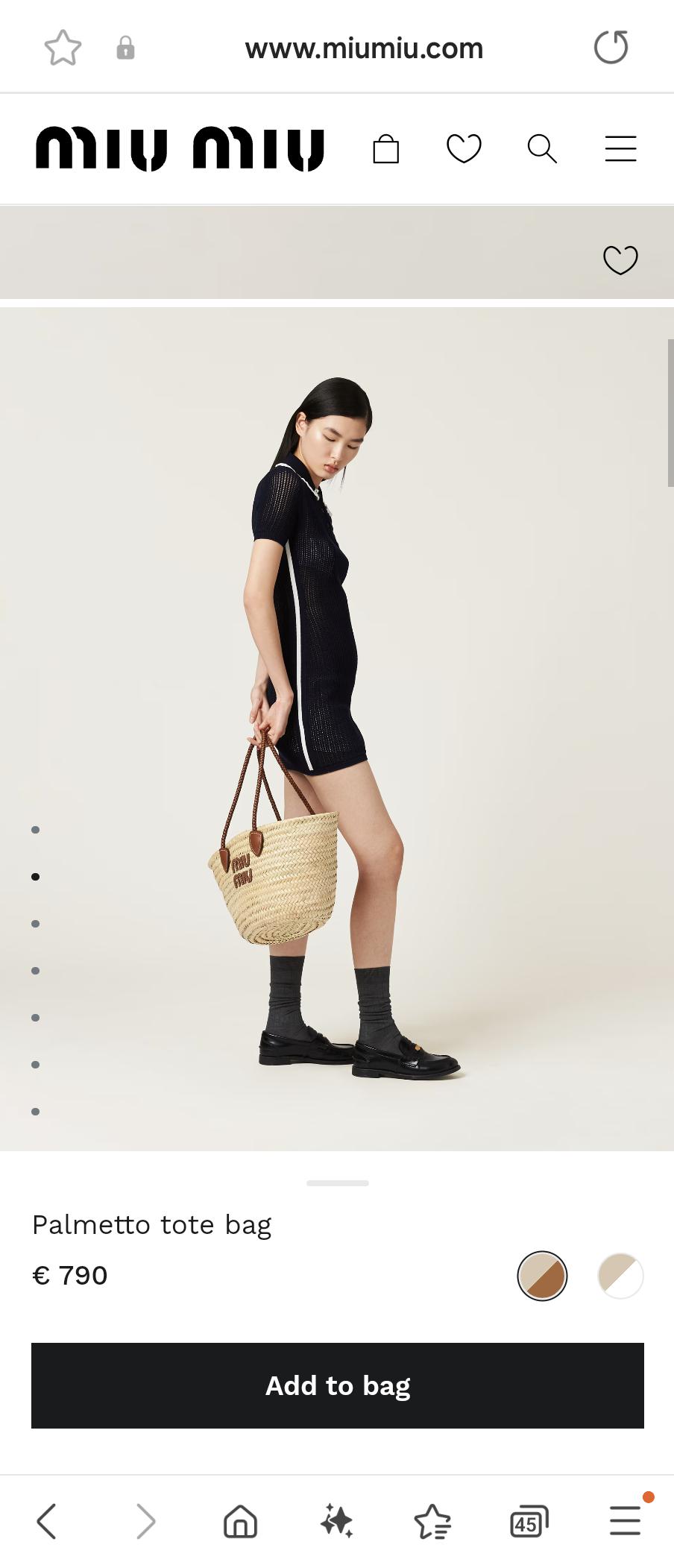 Miu Miu 5BG206_2DDH_F0A5T_V_SLO Palmetto tote bag Beige/Cognac M1