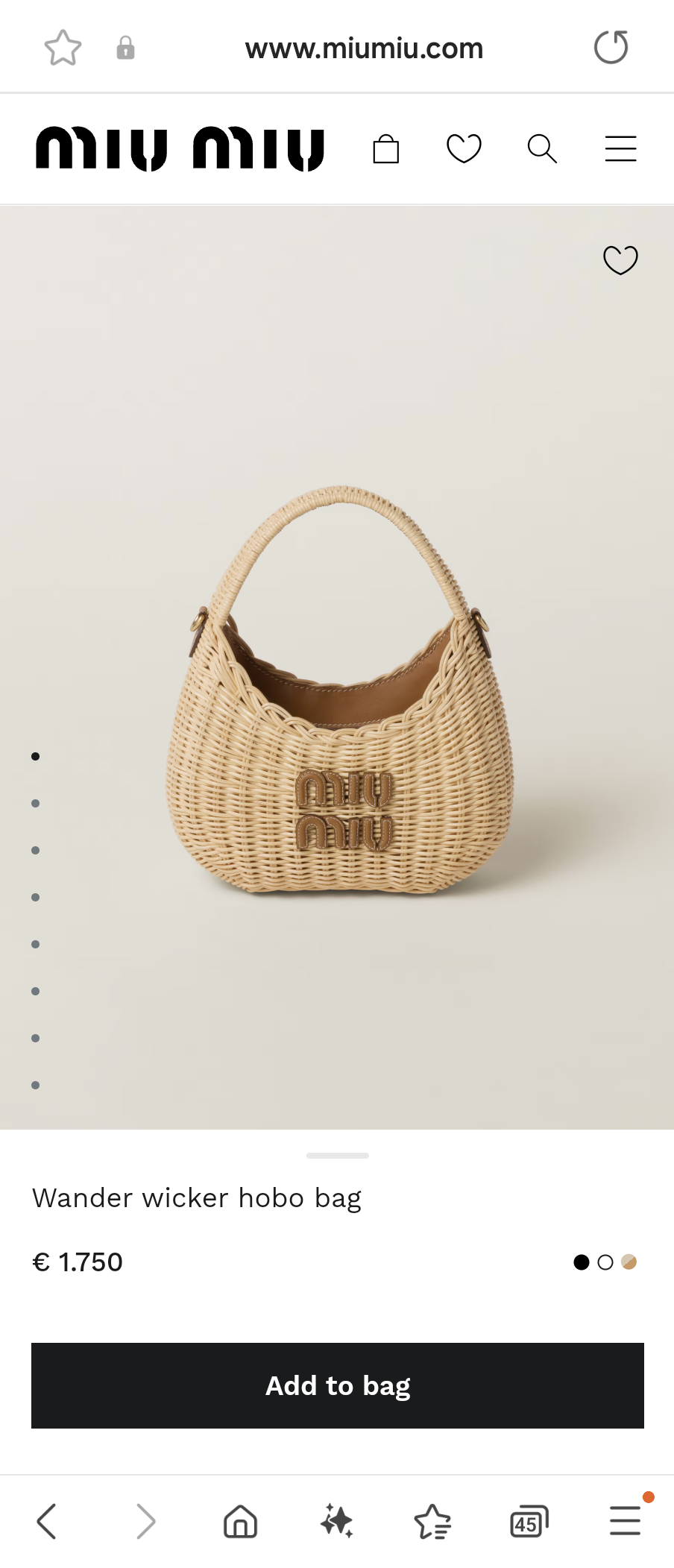 Miu Miu 5BC125_2BVU_F0KFZ_V_OOO Wander wicker hobo bag Tan/Caramel M1