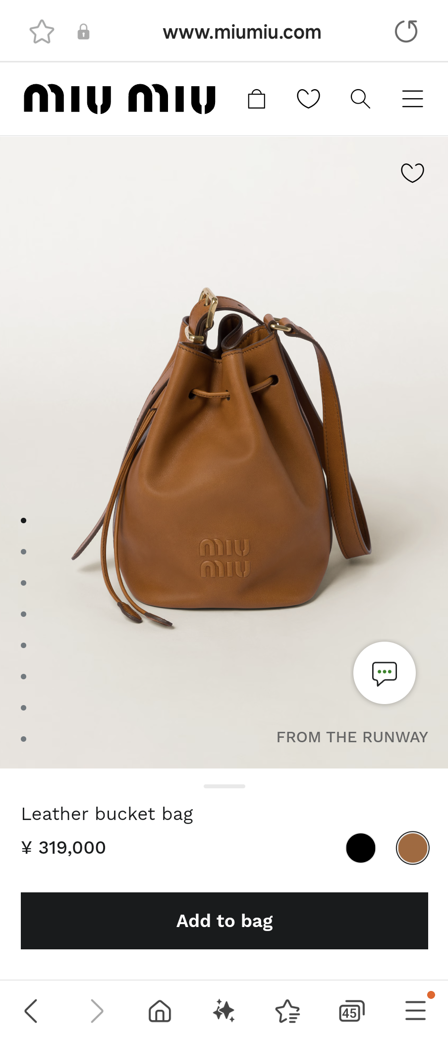 Miu Miu leather bucket bag cognac 5BE090_2CRM_F0046_V_OOO M1
