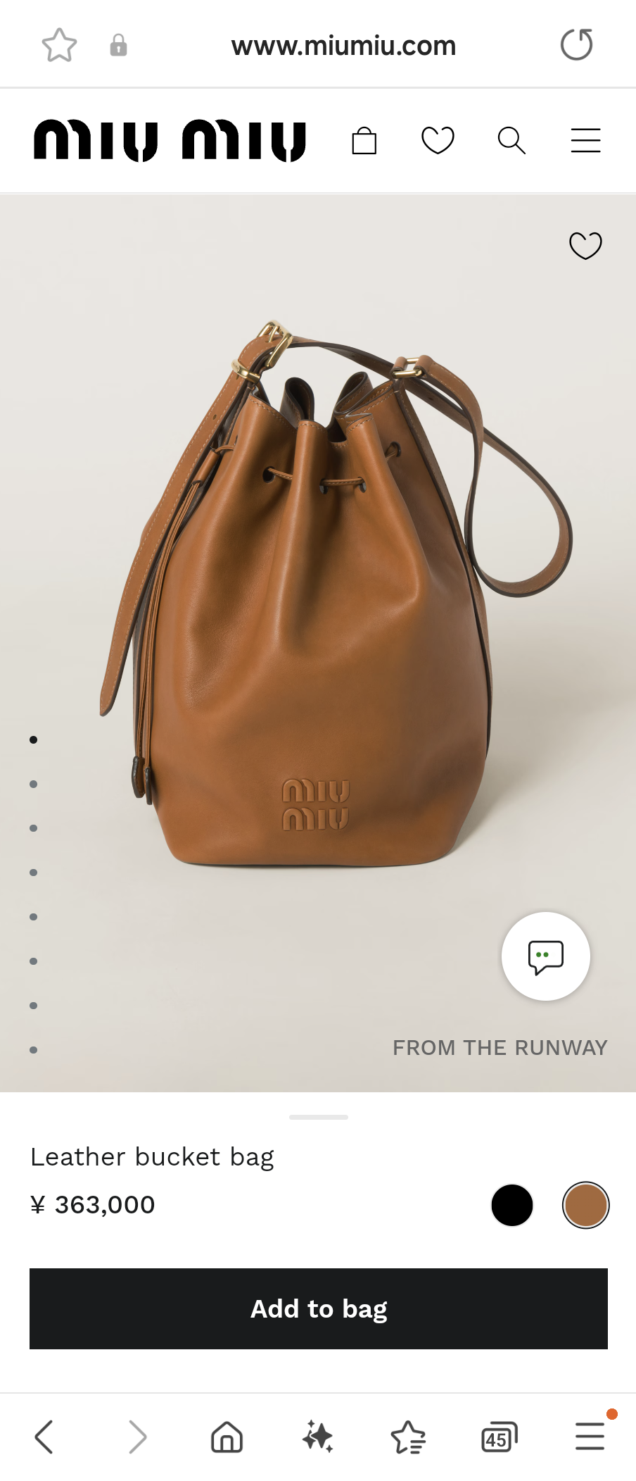 Miu Miu leather bucket bag cognac 5BE089_2CRM_F0046_V_OOO M1