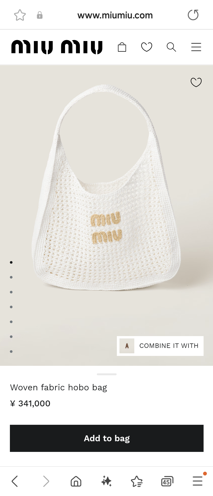 Miu Miu Woven fabric hobo bag 5BC116_2DO1_F0965_V_OOM M1