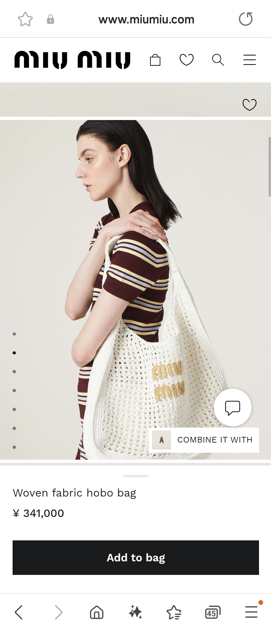 Miu Miu Woven fabric hobo bag 5BC116_2DO1_F0965_V_OOM M1