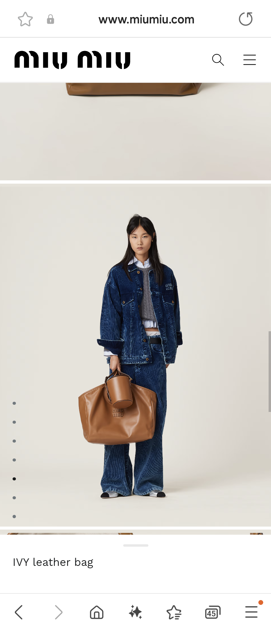 Miu Miu IVY leather tote bag 5BG276 caramel M1