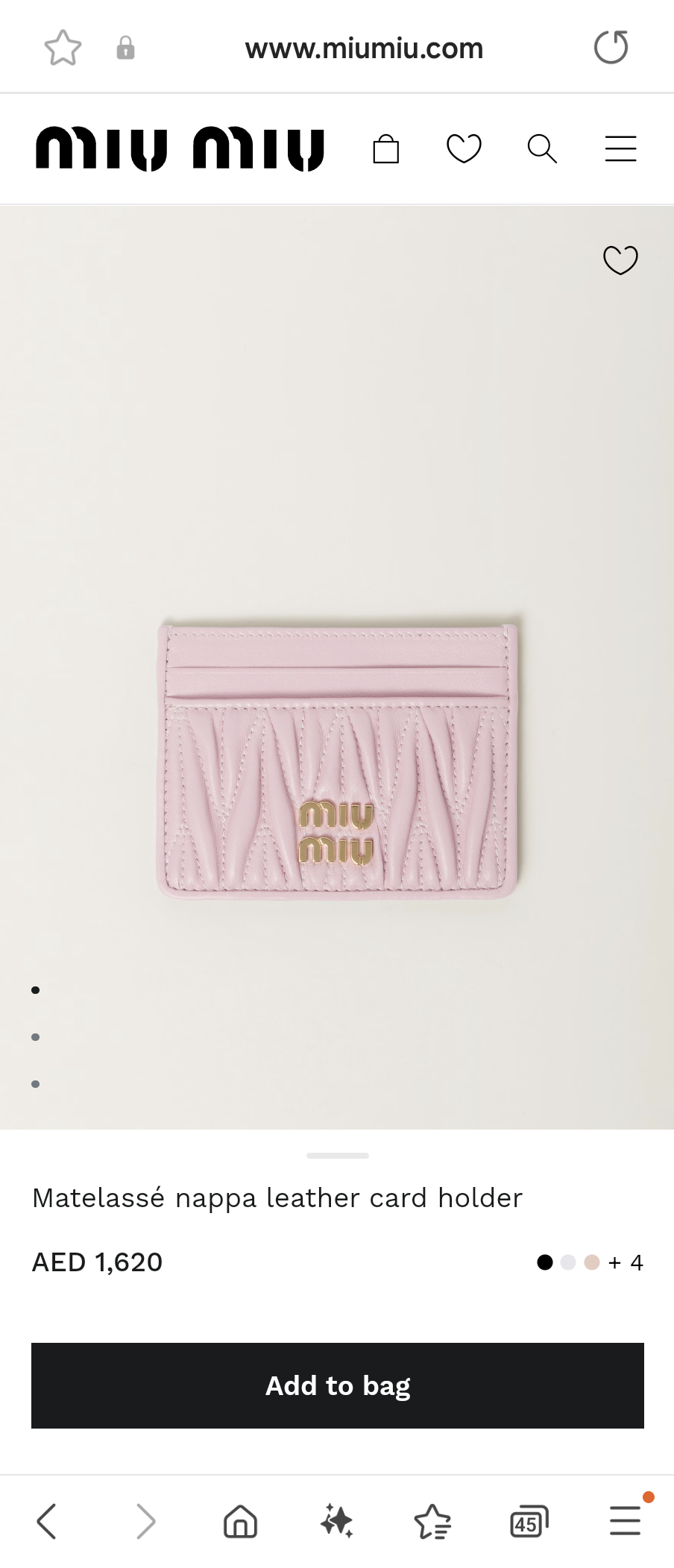 Miu Miu 5MC076_2FPP_F0E18 Matelassé nappa leather card holder Alabaster Pink M1