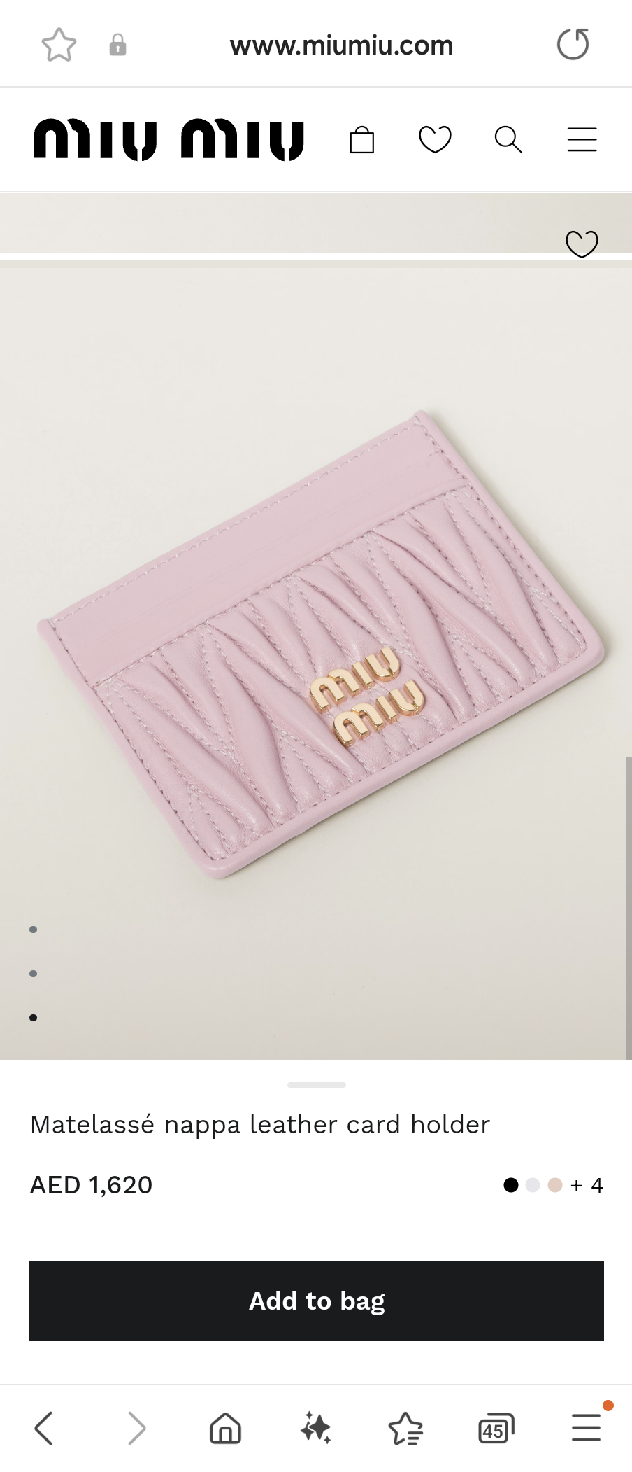 Miu Miu 5MC076_2FPP_F0E18 Matelassé nappa leather card holder Alabaster Pink M1