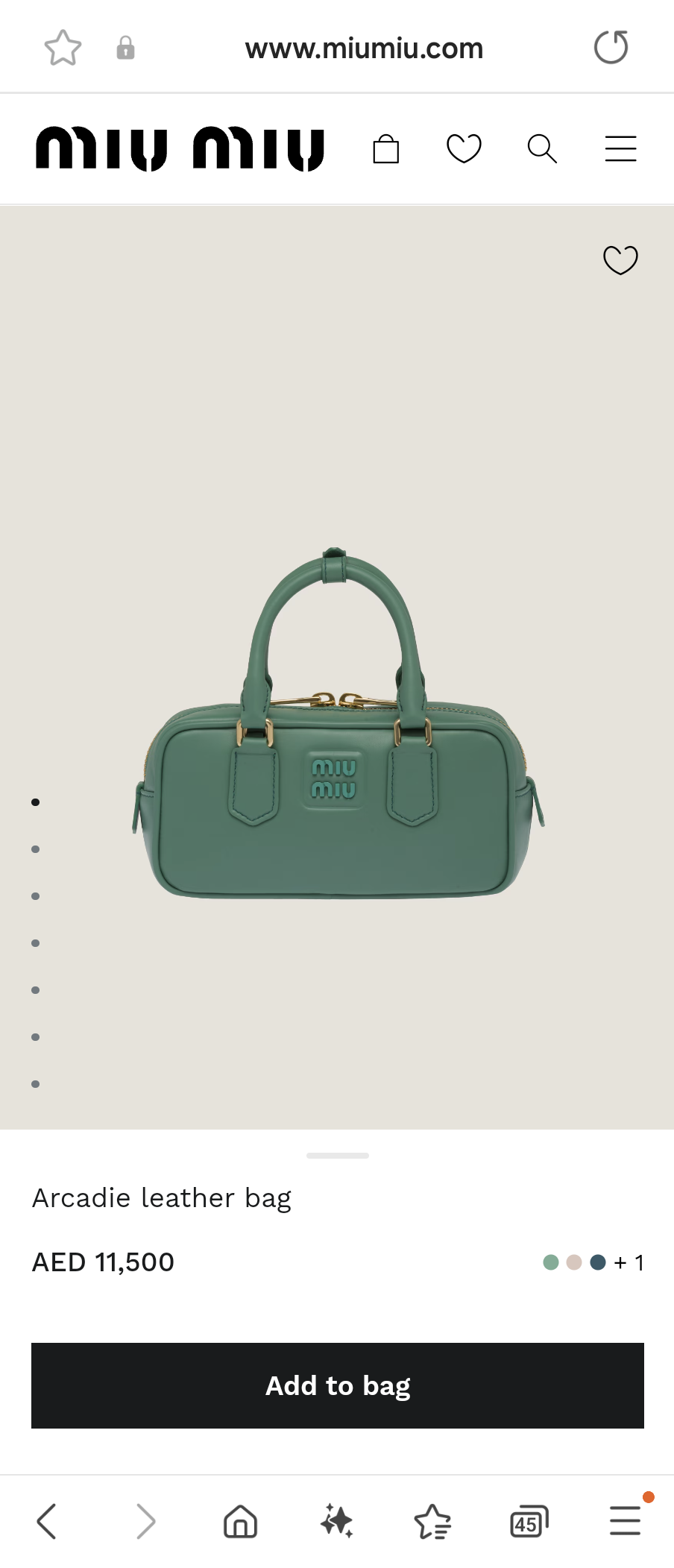 Miu Miu Arcadie leather bag 5BB142_2F8K_F0092_V_OOO Sage Green M1