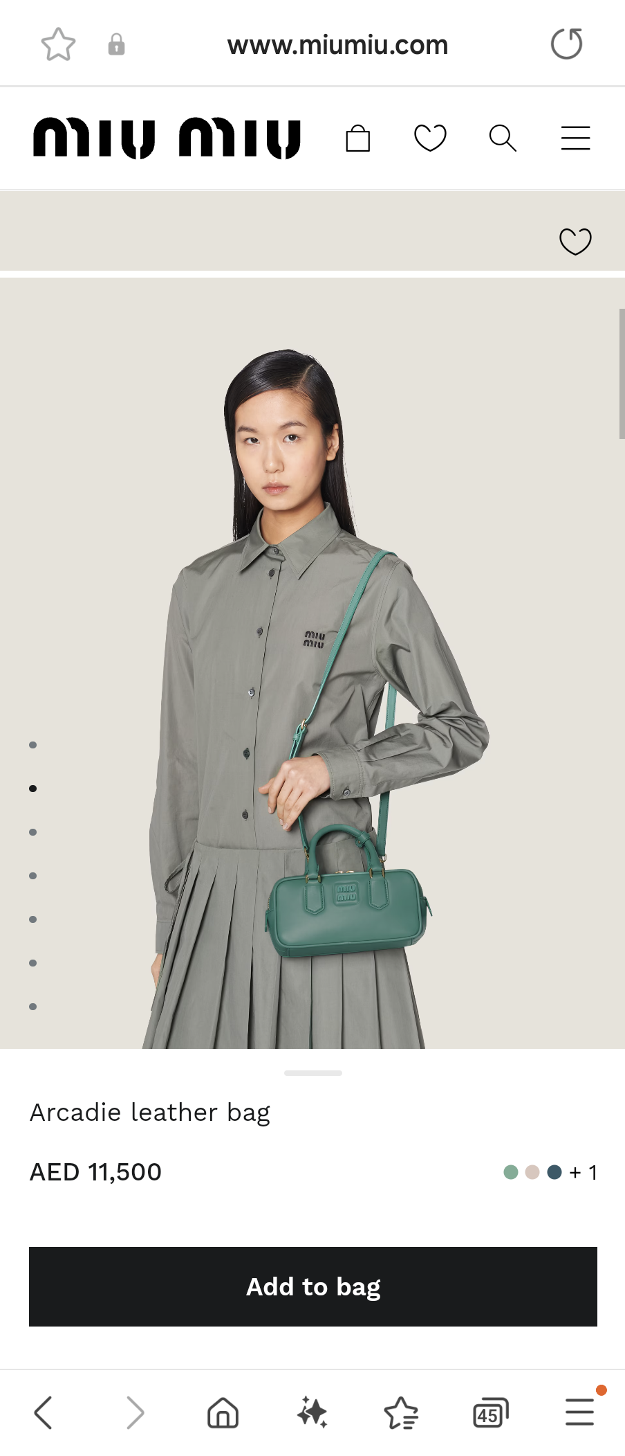 Miu Miu Arcadie leather bag 5BB142_2F8K_F0092_V_OOO Sage Green M1