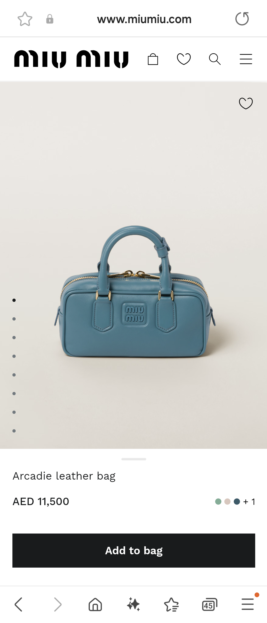 Miu Miu Arcadie leather bag 5BB142_2F8K_F0F16_V_OOO Marina Blue M1