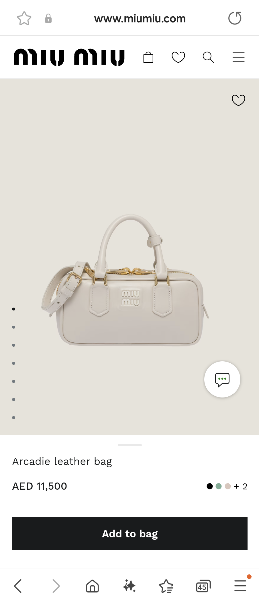 Miu Miu Arcadie leather bag 5BB142_2F8K_F0K74_V_OOO Chalk White M1