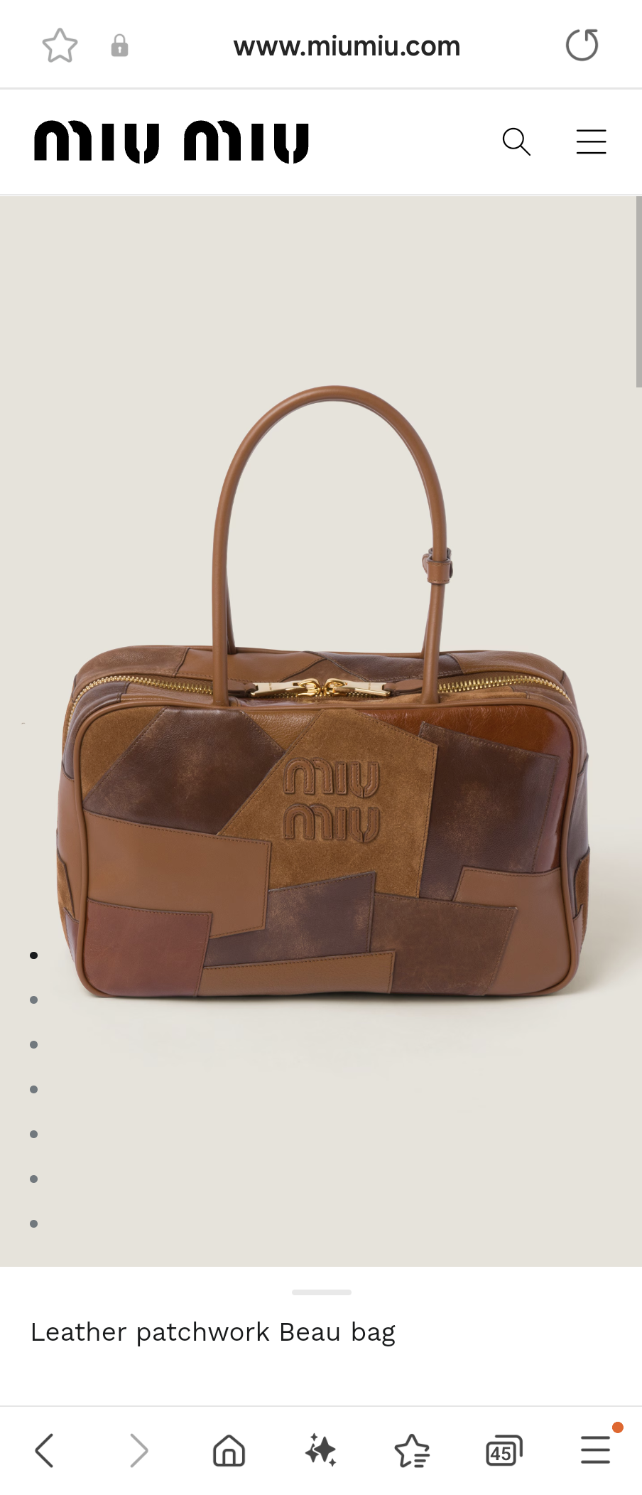 Miu Miu Leather patchwork Beau bag 5BB117_2CRI_F0046_V_MLN Cognac M1