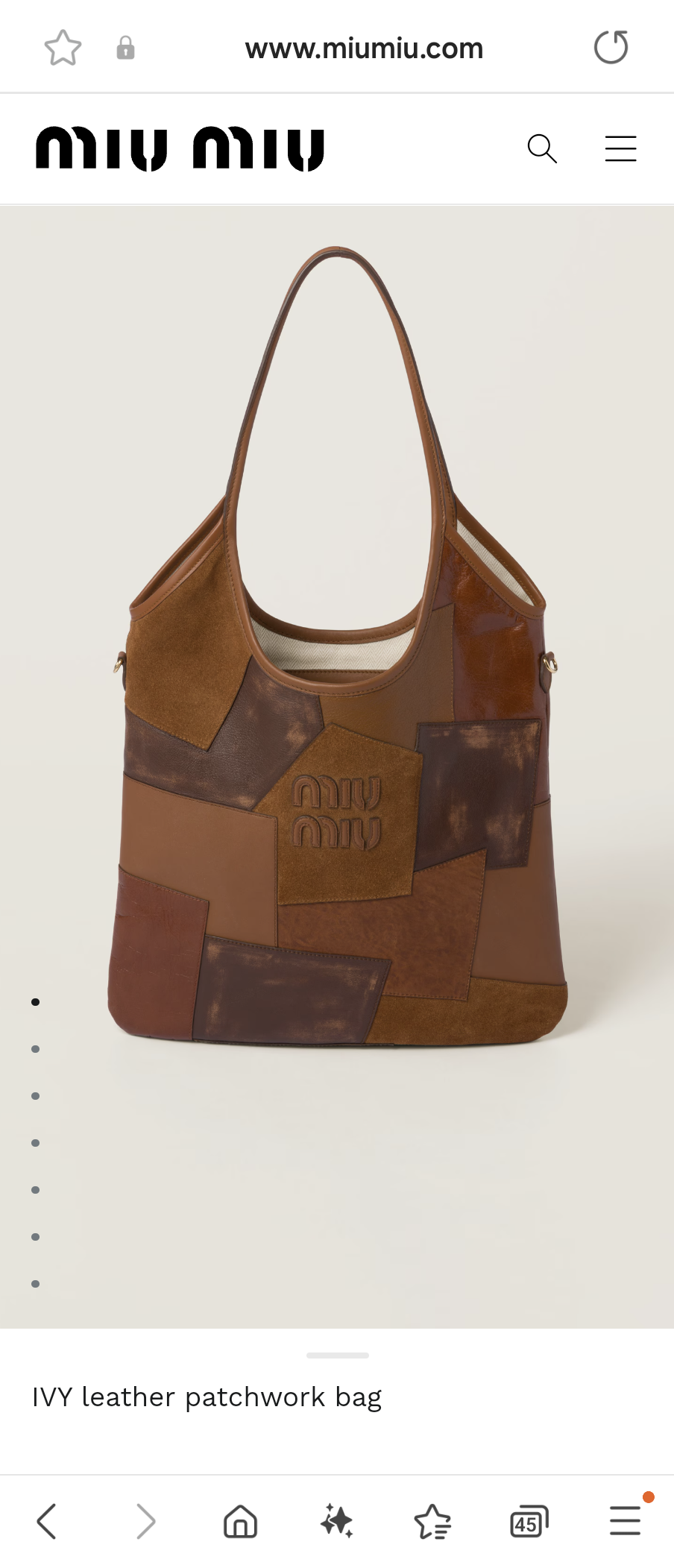 Miu Miu IVY leather patchwork bag 5BG231_2CRI_F0046_V_MLN Cognac M1