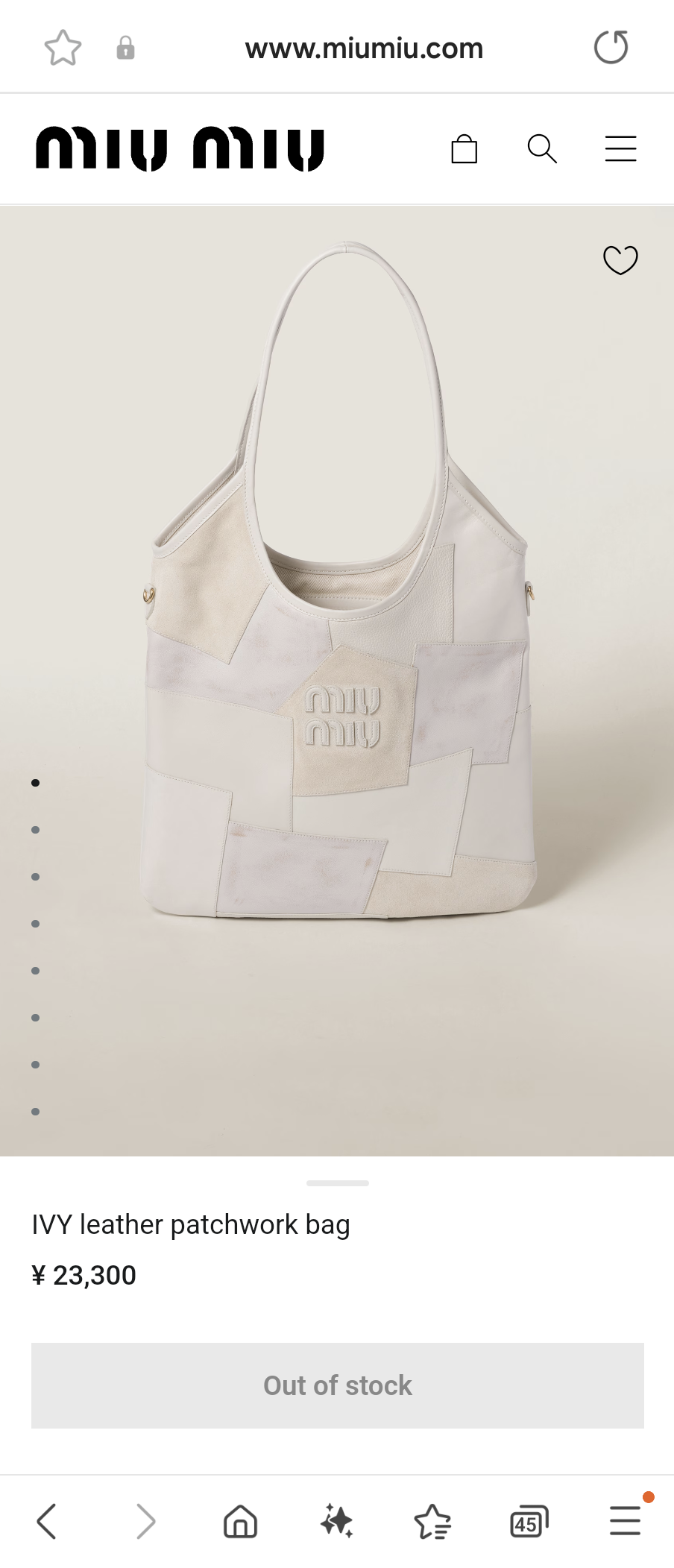 Miu Miu IVY leather patchwork bag 5BG231_2CRI_F0k74_V_MLN Chalk White M1