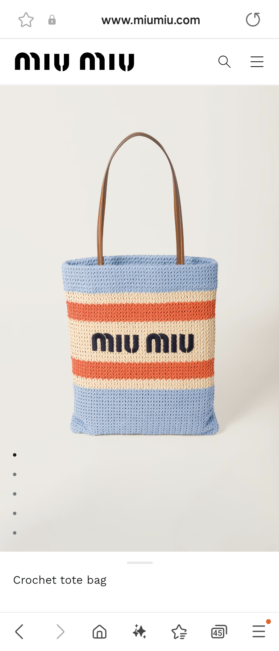 Miu Miu Crochet tote bag 5BG248_2DO3_F0O8A_V_ORO Tan / Light Blue M1