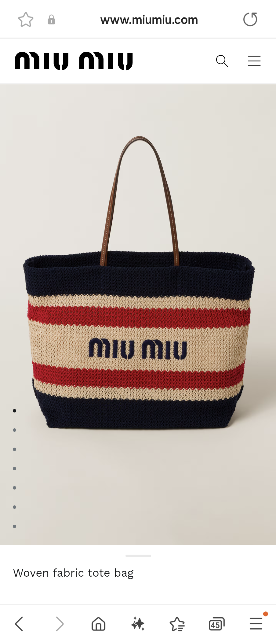 Miu Miu Woven fabric tote bag 5BG228_2DO3_F075R_V_OOO natural blue M1