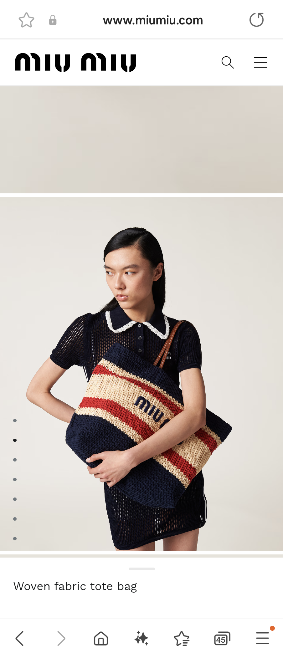 Miu Miu Woven fabric tote bag 5BG228_2DO3_F075R_V_OOO natural blue M1