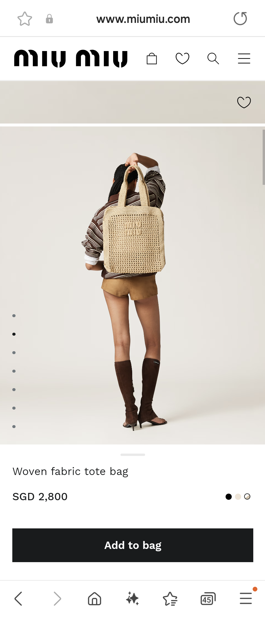 MIU MIU 5BG230_2DO1_F0018_V_OOO Woven fabric tote bag beige