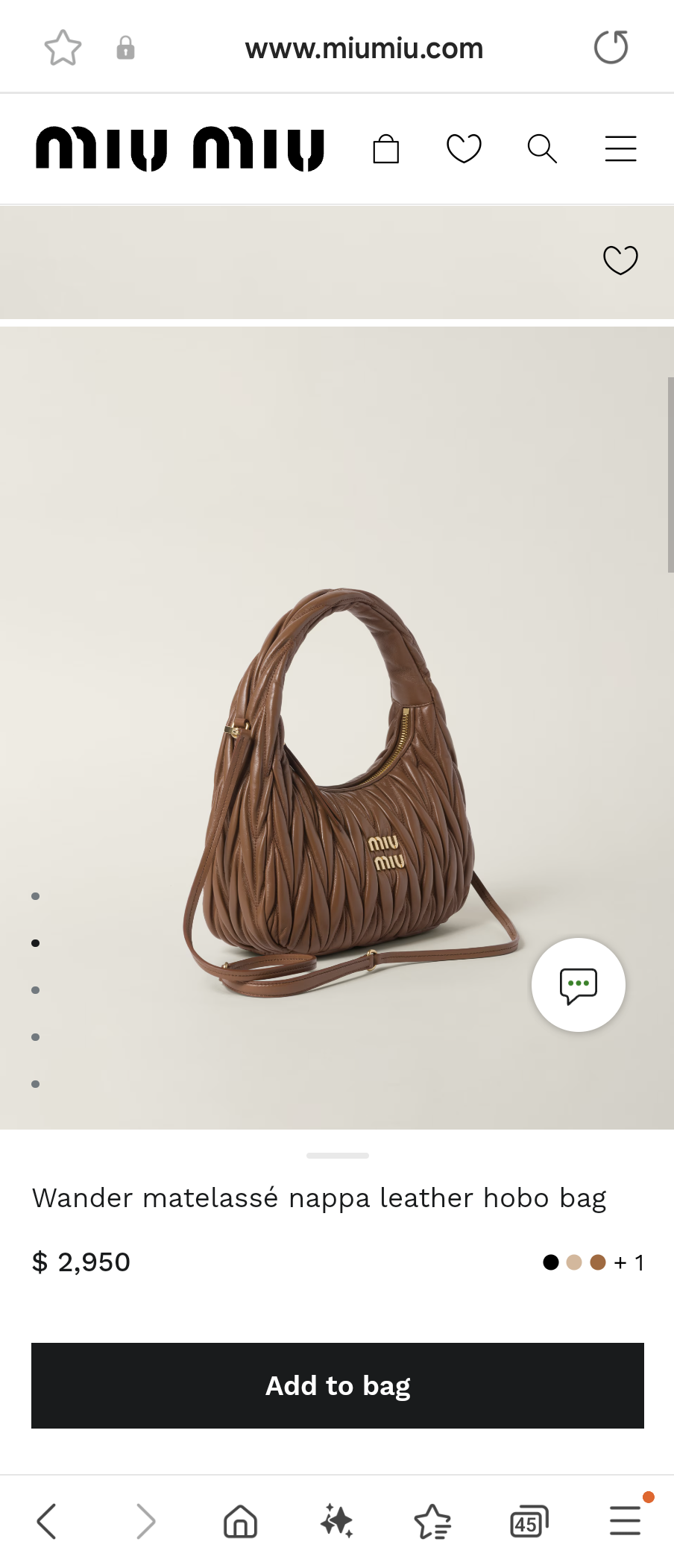 Miu Miu Wander matelassé nappa leather hobo bag cognac 5BC153_N88_F0046_V_OOO