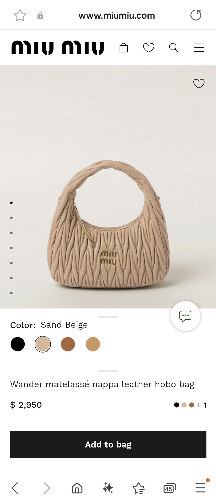 Miu Miu Wander matelassé nappa leather hobo bag sand beige 5BC153_N88_F0036_V_OOO