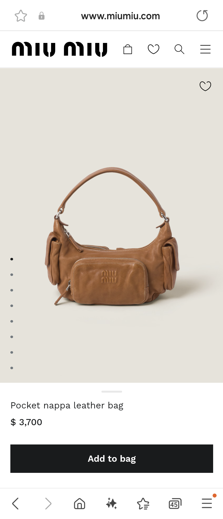 Miu Miu caramel Nappa leather Pocket bag 5BC146_2CRL_F098L_V_OOO