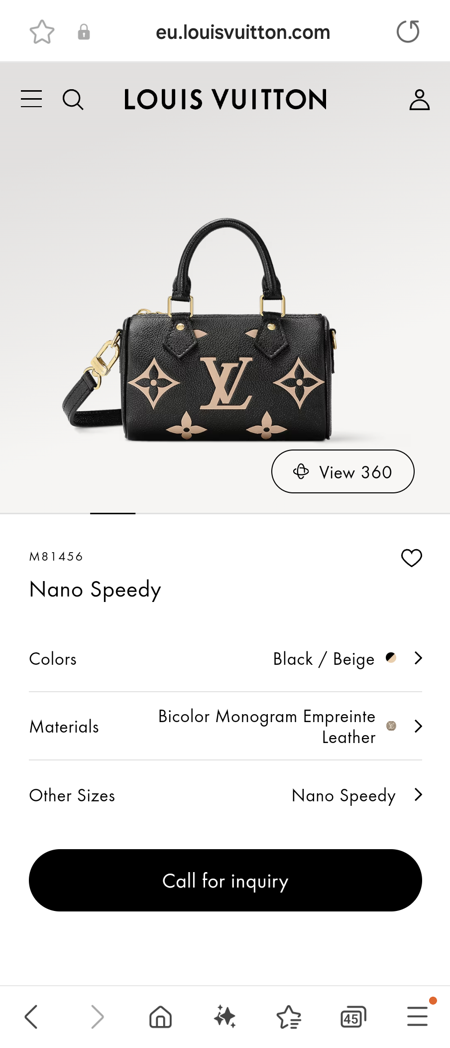Louis Vuitton M81456 Nano Speedy Lv1