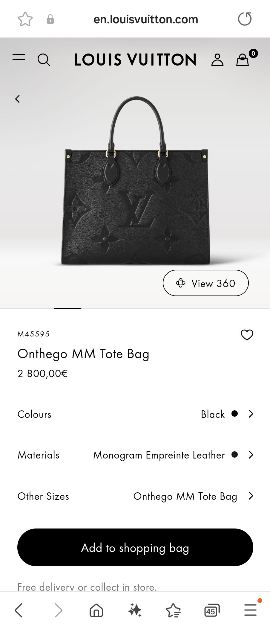 Copy of Louis Vuitton M45945 OnTheGo GM Tote Bag