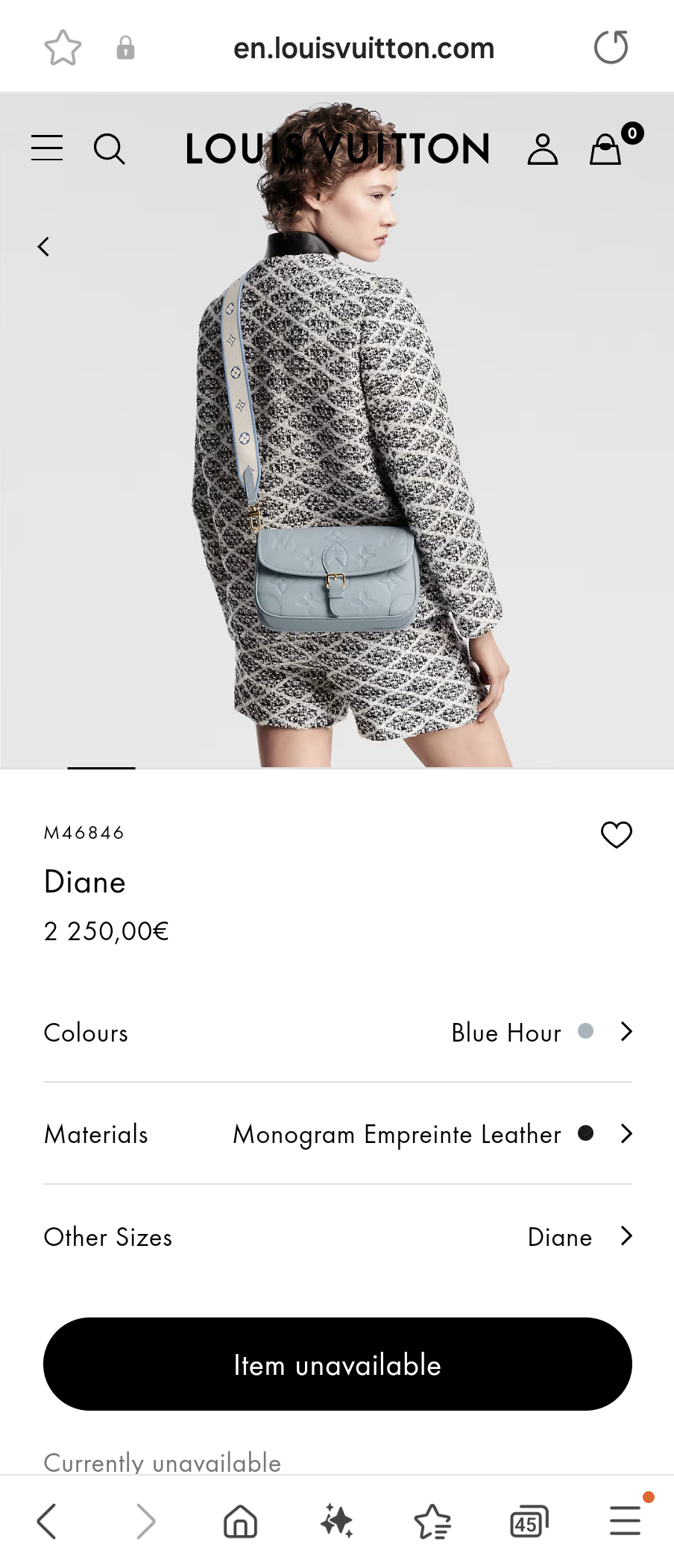 Louis vuitton M46846 Diane blie hour LV1