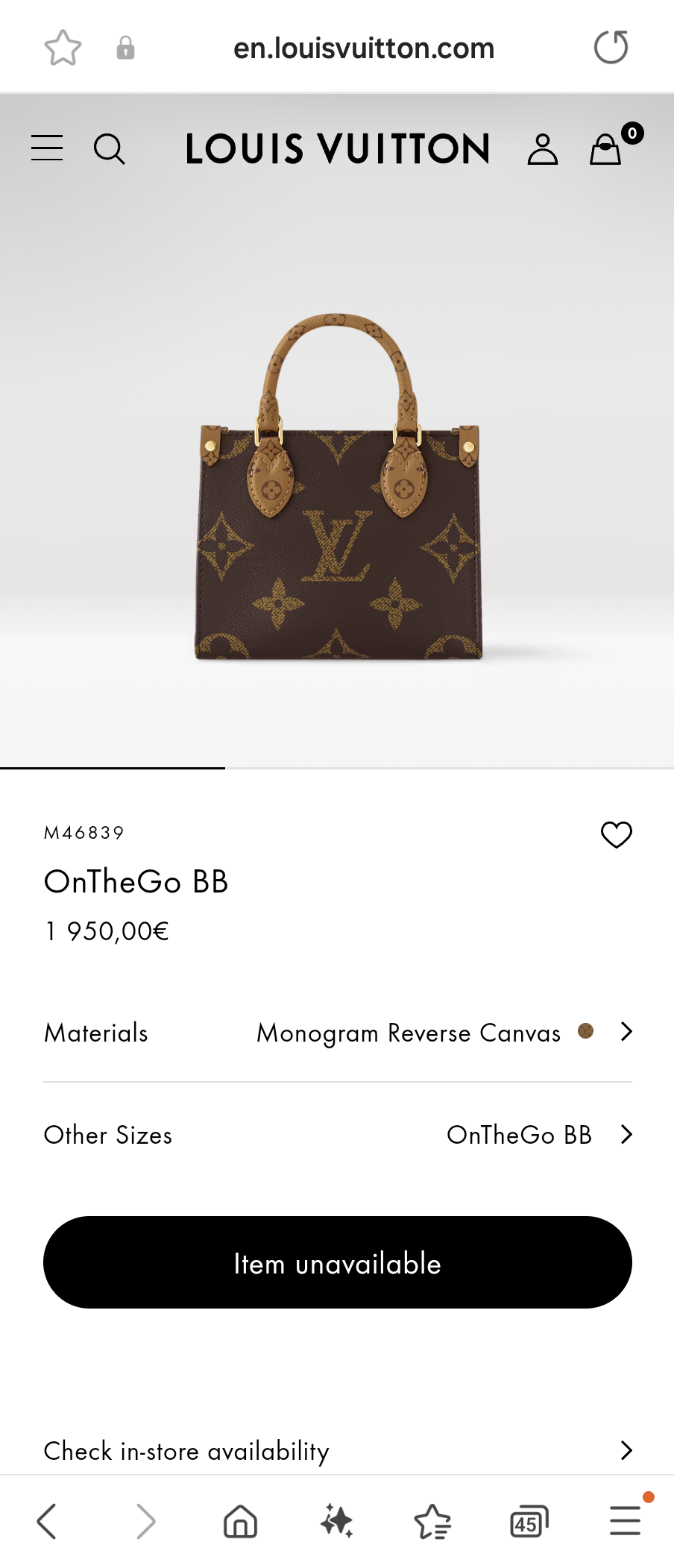 Louis Vuitton M46839 OnTheGo BB Bag