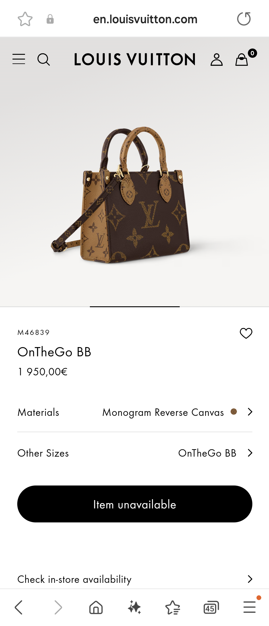 Louis Vuitton M46839 OnTheGo BB Bag
