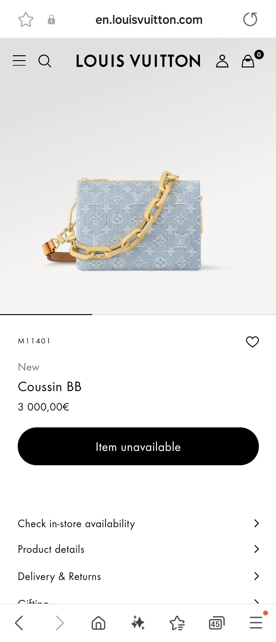 Louis Vuitton M11401 Coussin BB