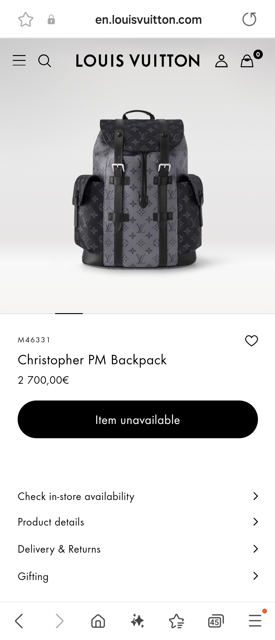 Louis Vuitton M46331 Christopher PM Backpack