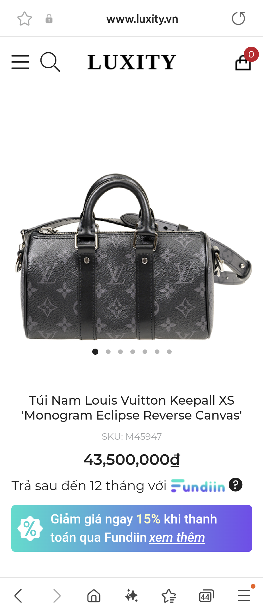 Louis Vuitton Keepall XS 'Monogram Eclipse Reverse Canvas'