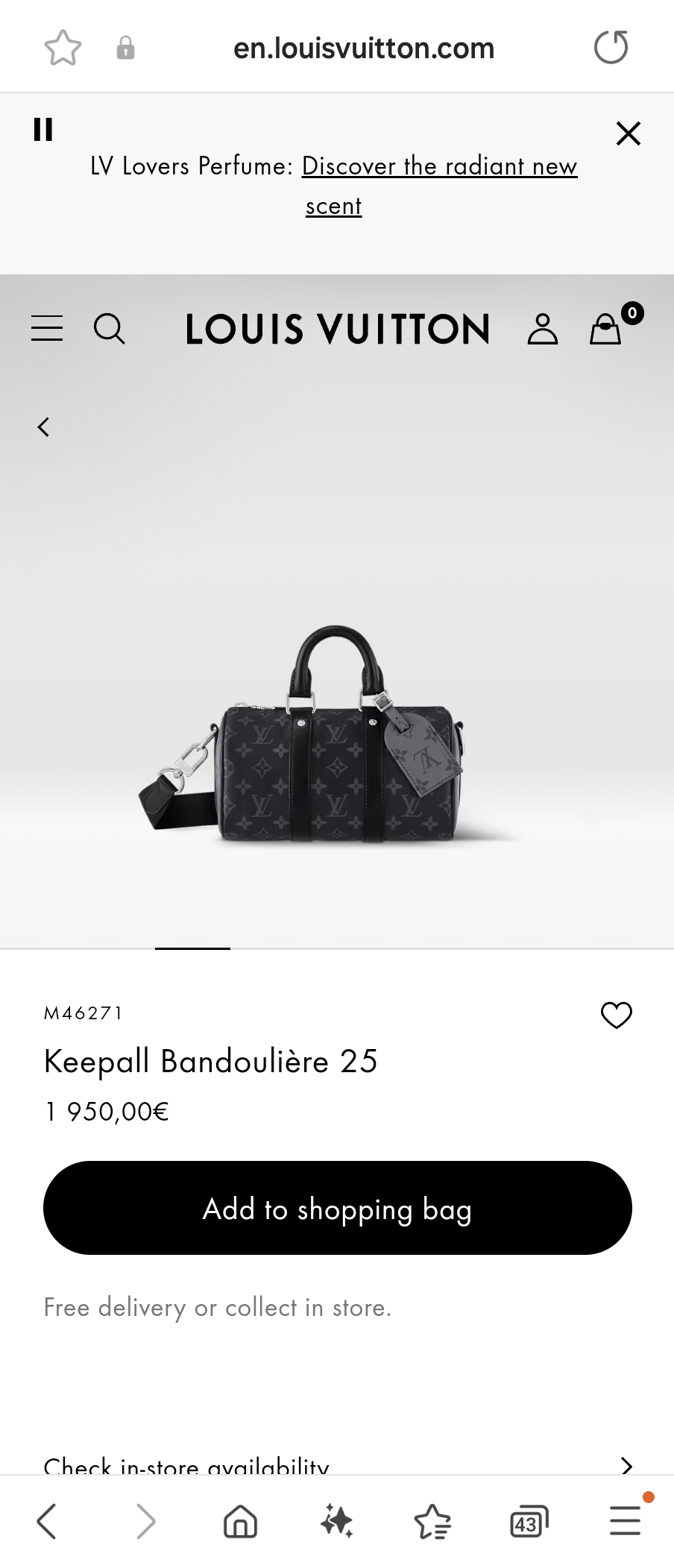 Louis Vuitton M46271Keepall Bandoulière 25