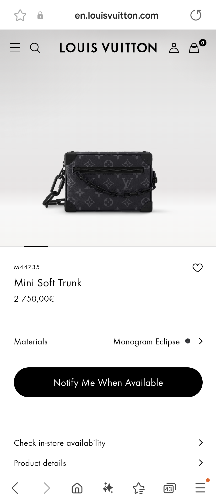 Louis Vuitton M44735 Mini Soft Trunk